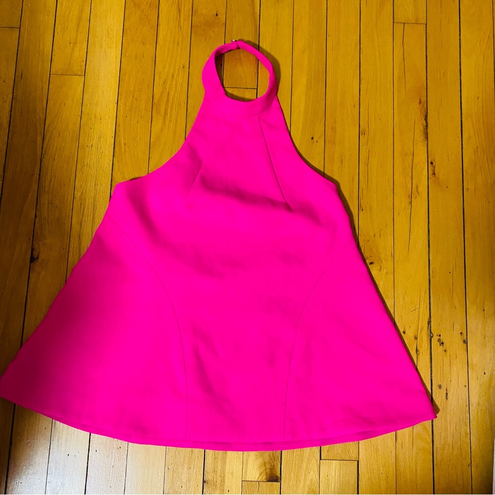 BRIGHT PINK HALTER TOP